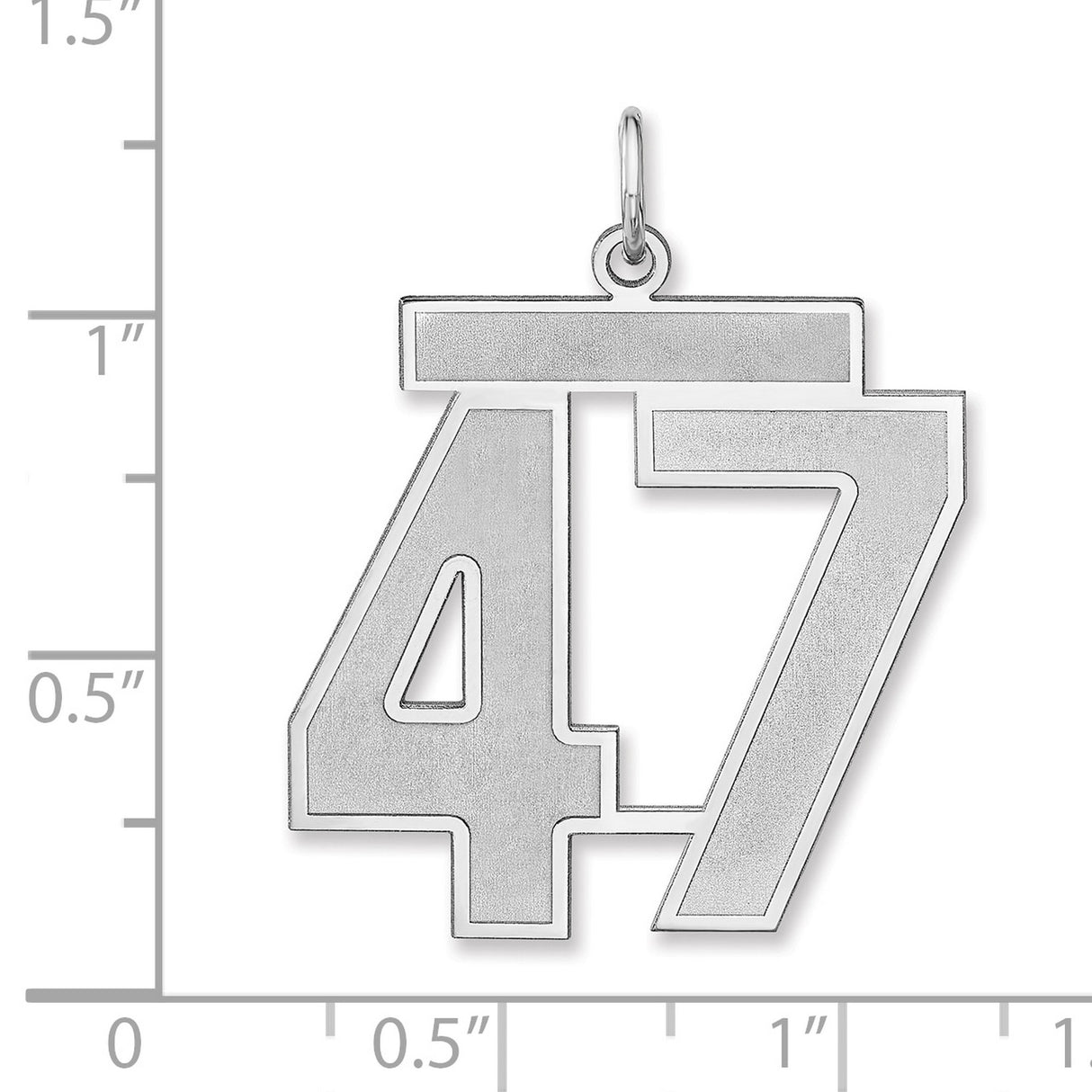 Satin Number 47 Charm Pendant in Real 925 Sterling Silver
