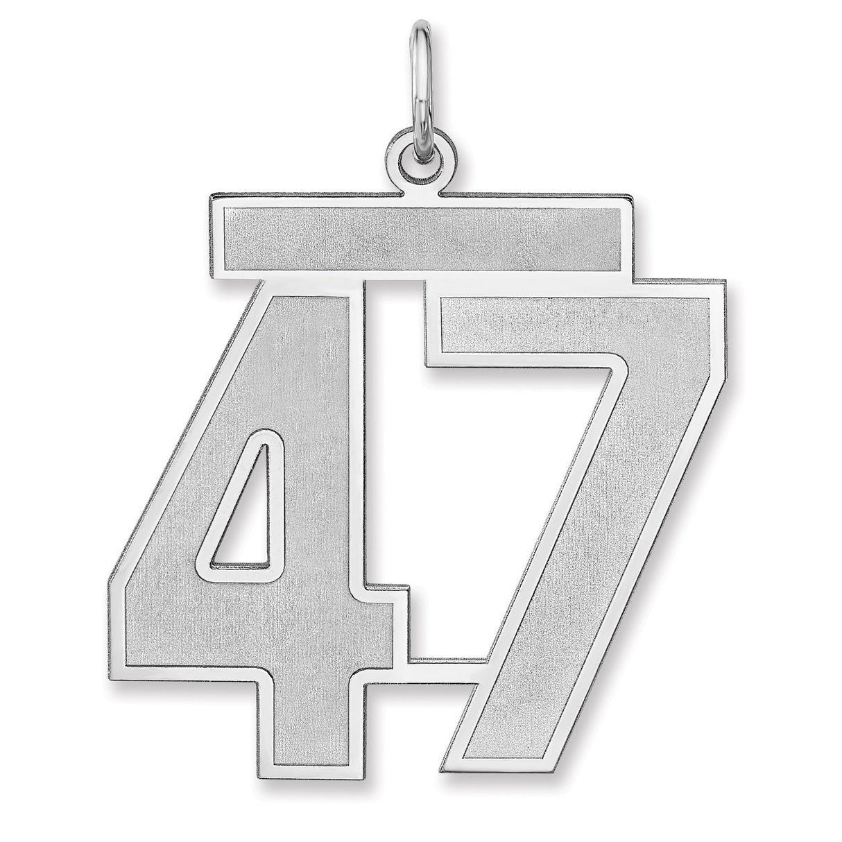 Satin Number 47 Charm Pendant in Real 925 Sterling Silver