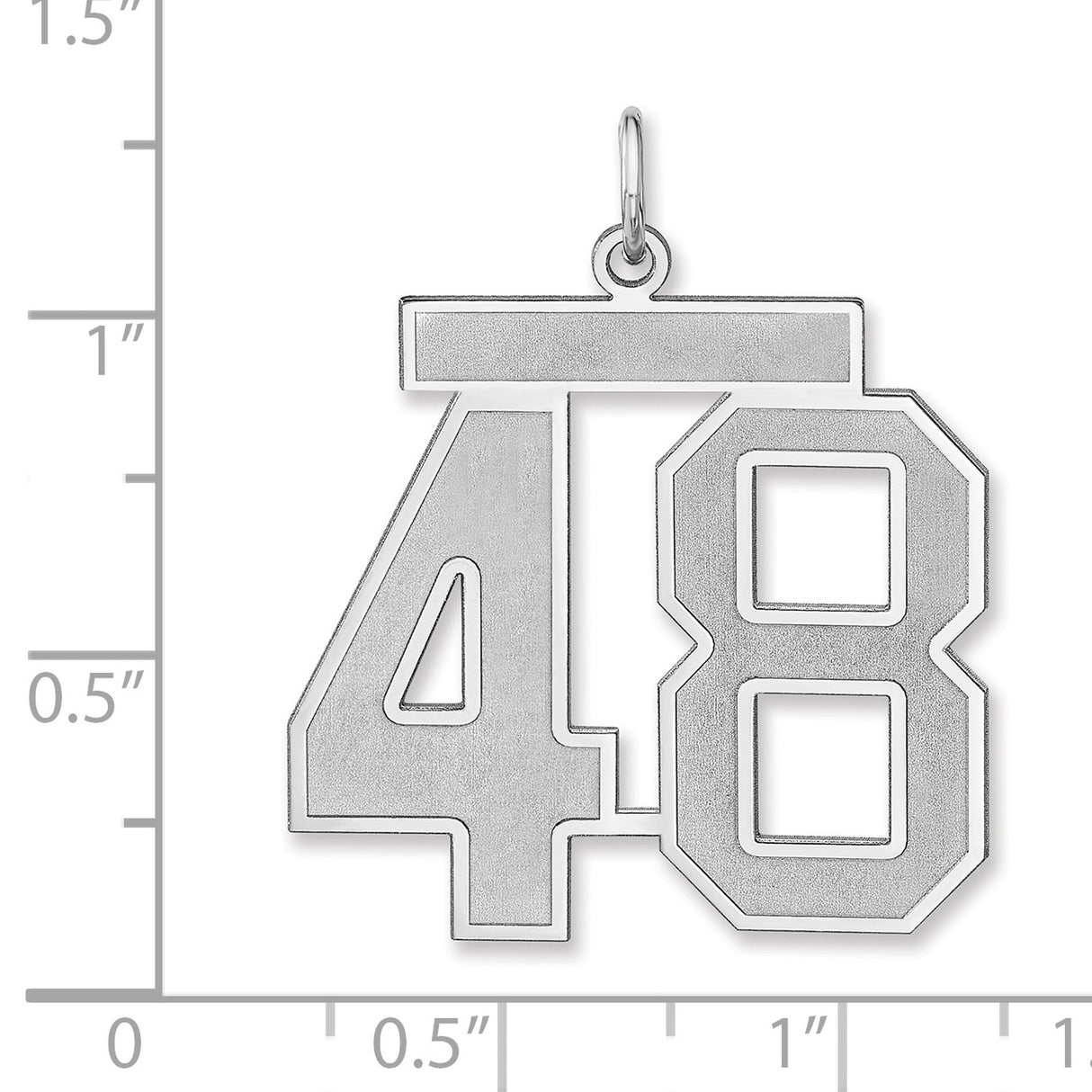 Satin Number 48 Charm Pendant in Real 925 Sterling Silver