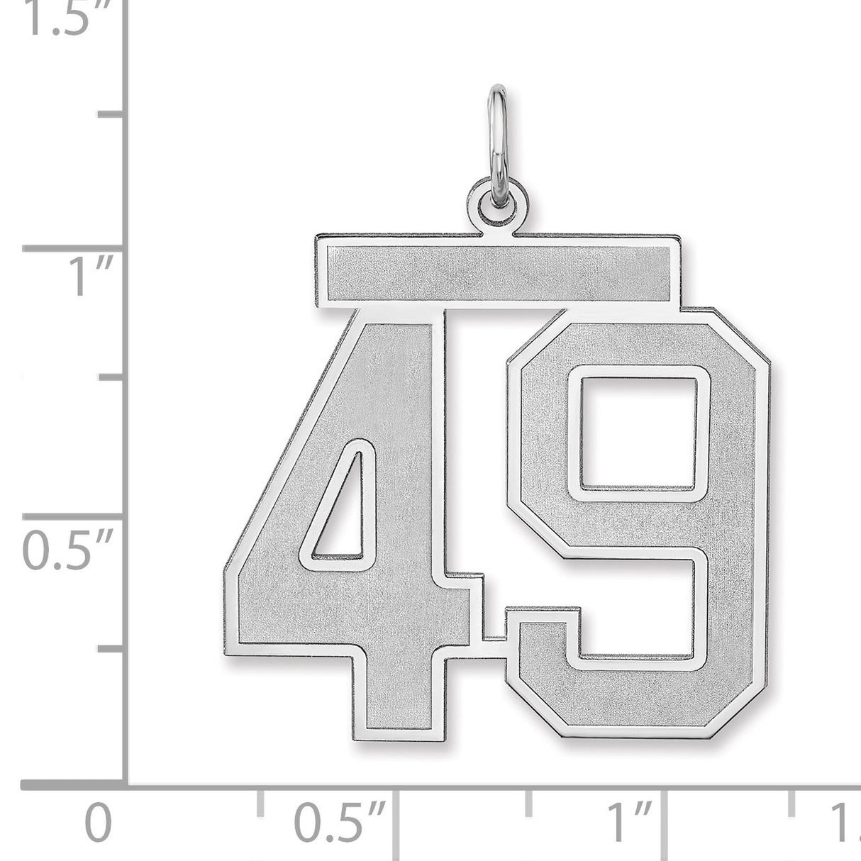 Satin Number 49 Charm Pendant in Real 925 Sterling Silver