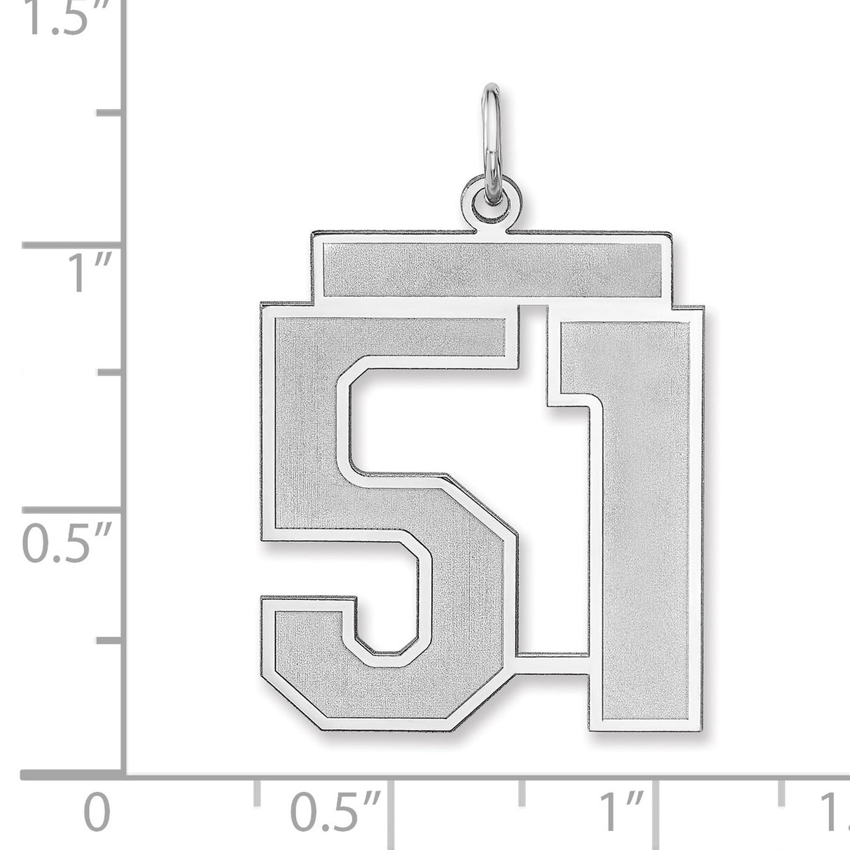 Satin Number 51 Charm Pendant in Real 925 Sterling Silver