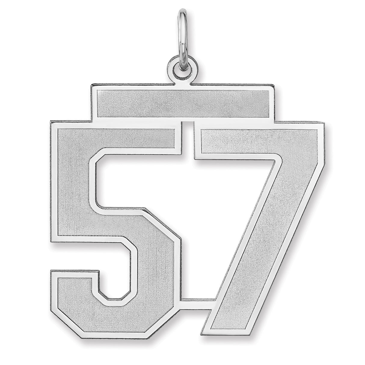 Satin Number 57 Charm Pendant in Real 925 Sterling Silver