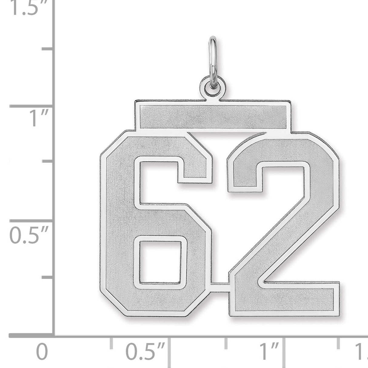 Satin Number 62 Charm Pendant in Real 925 Sterling Silver
