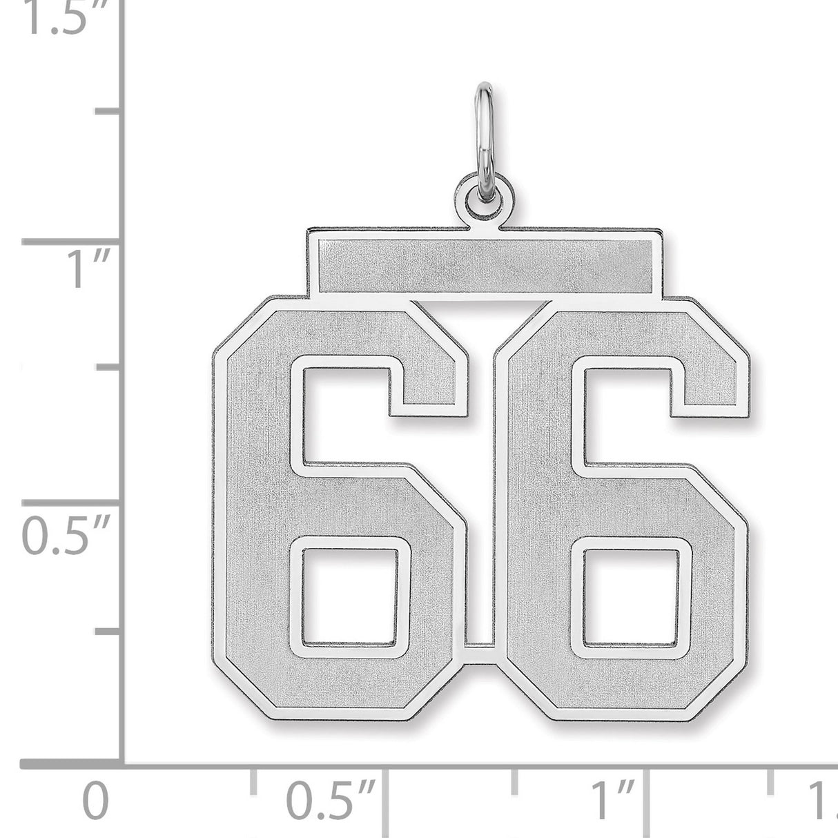 Satin Number 66 Charm Pendant in Real 925 Sterling Silver