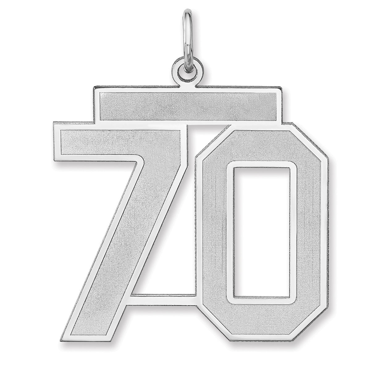 Satin Number 70 Charm Pendant in Real 925 Sterling Silver