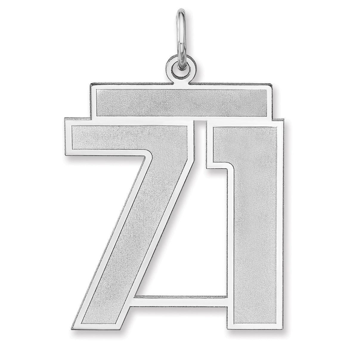 Satin Number 71 Charm Pendant in Real 925 Sterling Silver