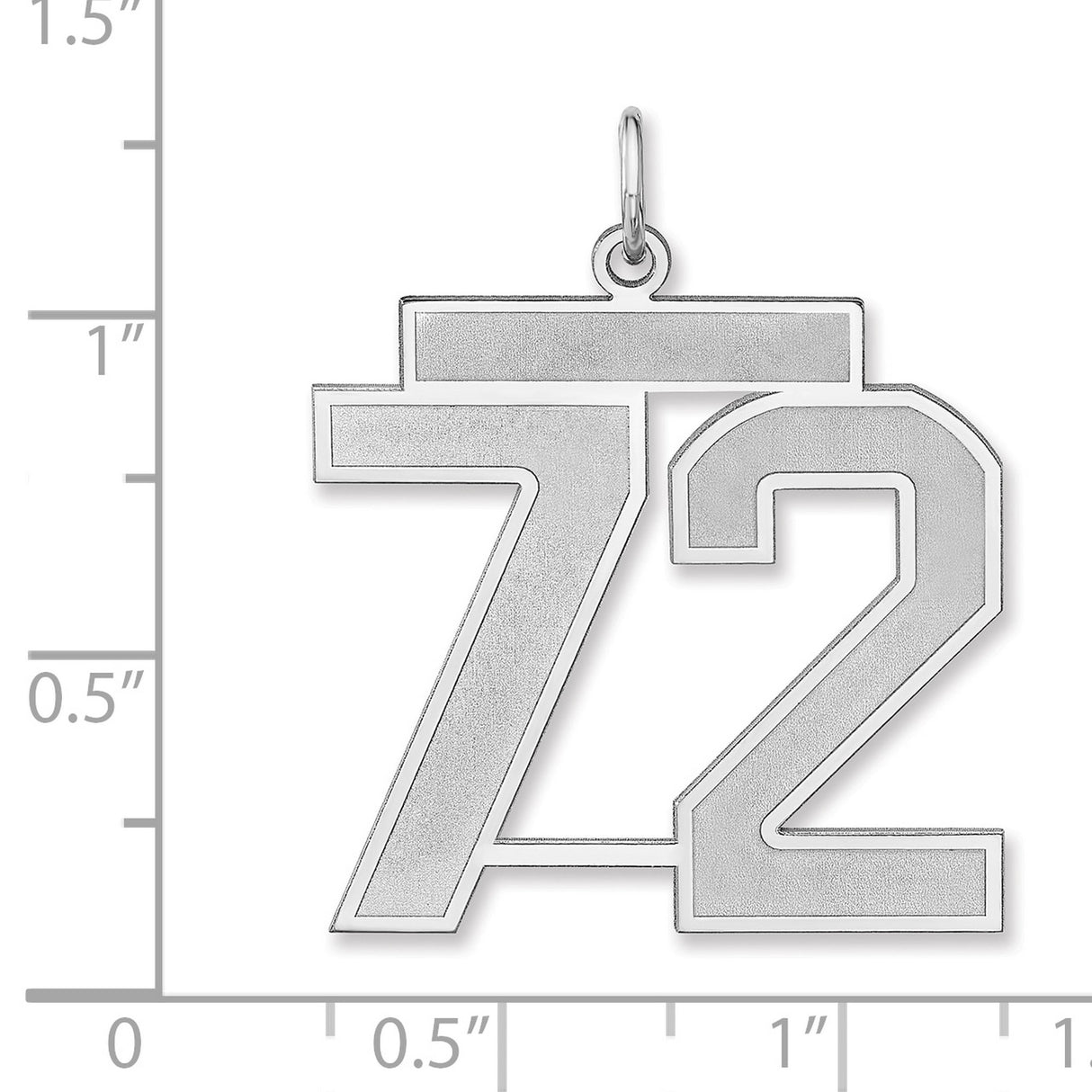 Satin Number 72 Charm Pendant in Real 925 Sterling Silver