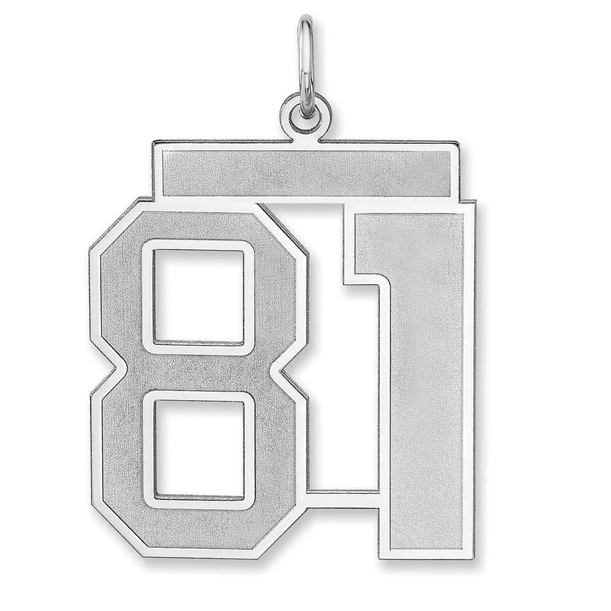 Satin Number 81 Charm Pendant in Real 925 Sterling Silver