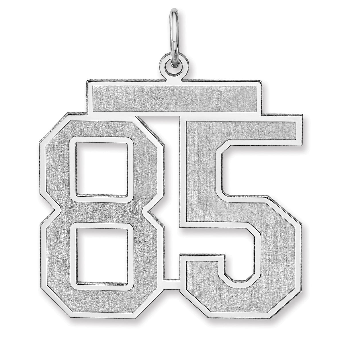 Satin Number 85 Charm Pendant in Real 925 Sterling Silver