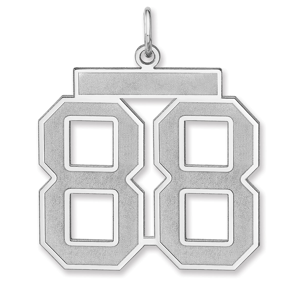 Satin Number 88 Charm Pendant in Real 925 Sterling Silver