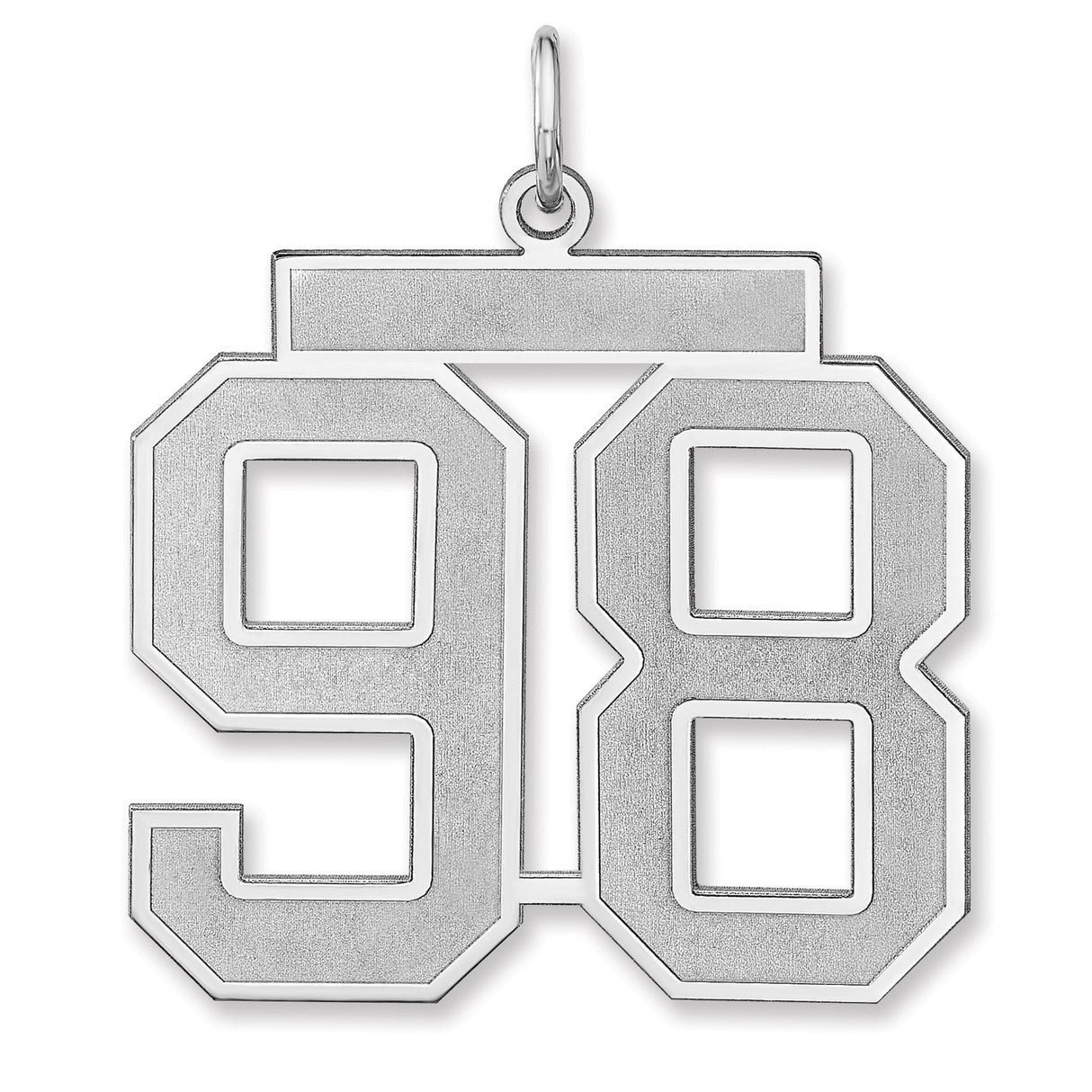 Satin Number 98 Charm Pendant in Real 925 Sterling Silver