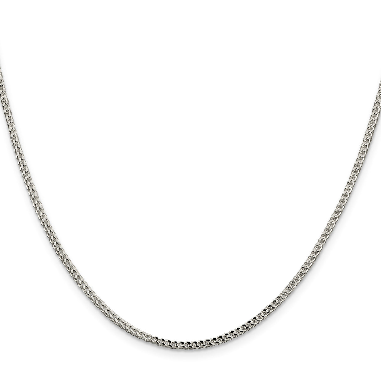 925 White Gold 2 mm Franco Chain Necklace, Polished