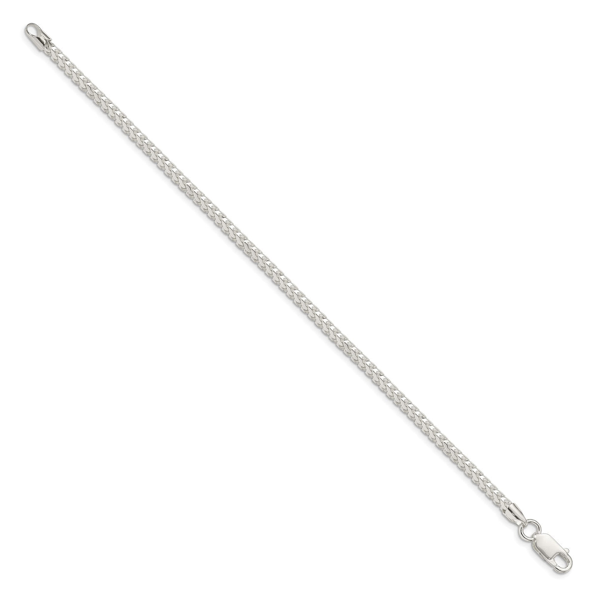 925 White Gold 3.1 mm Franco Chain Bracelet, Polished