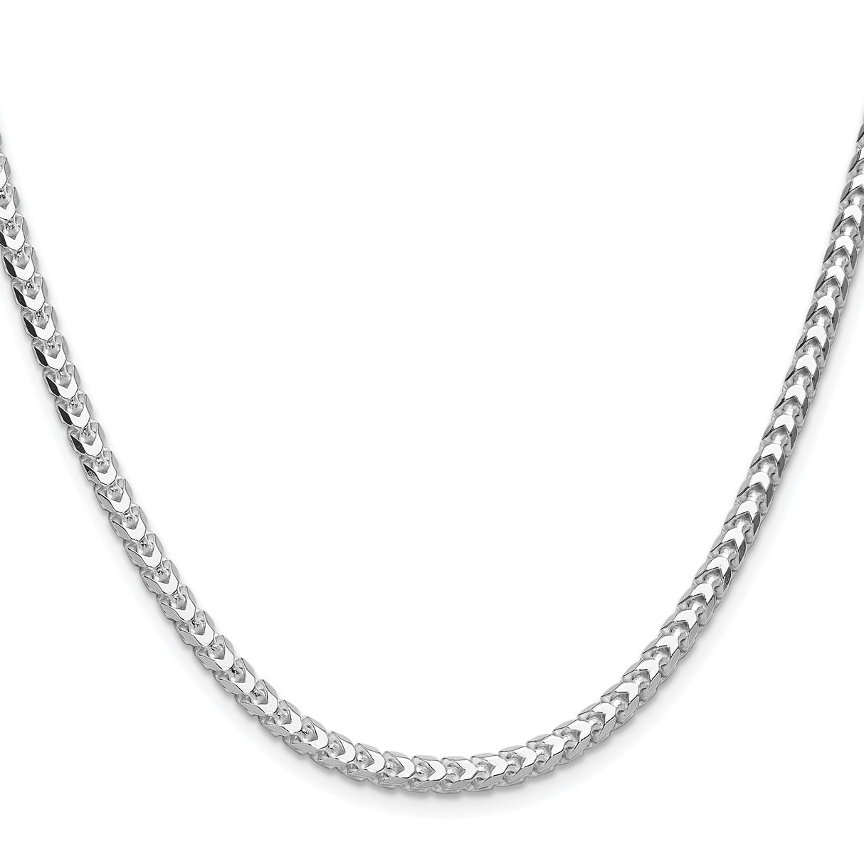 925 White Gold 4 mm Franco Chain Necklace, Polished
