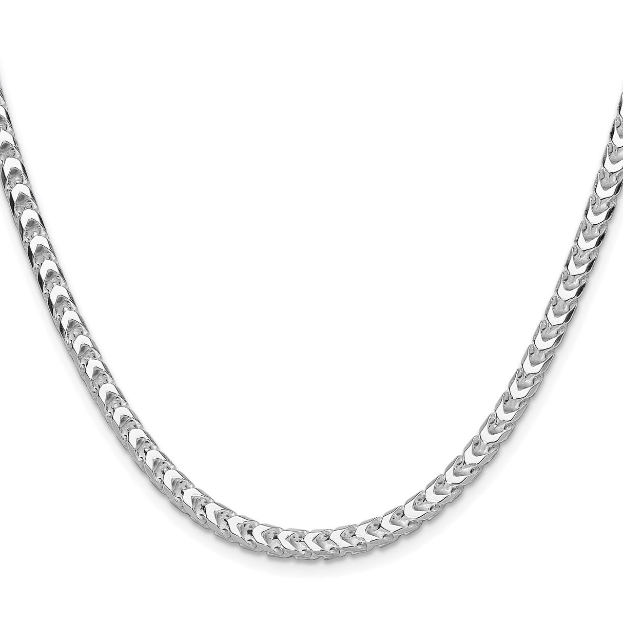 925 White Gold 4.7 mm Franco Chain Necklace, Polished