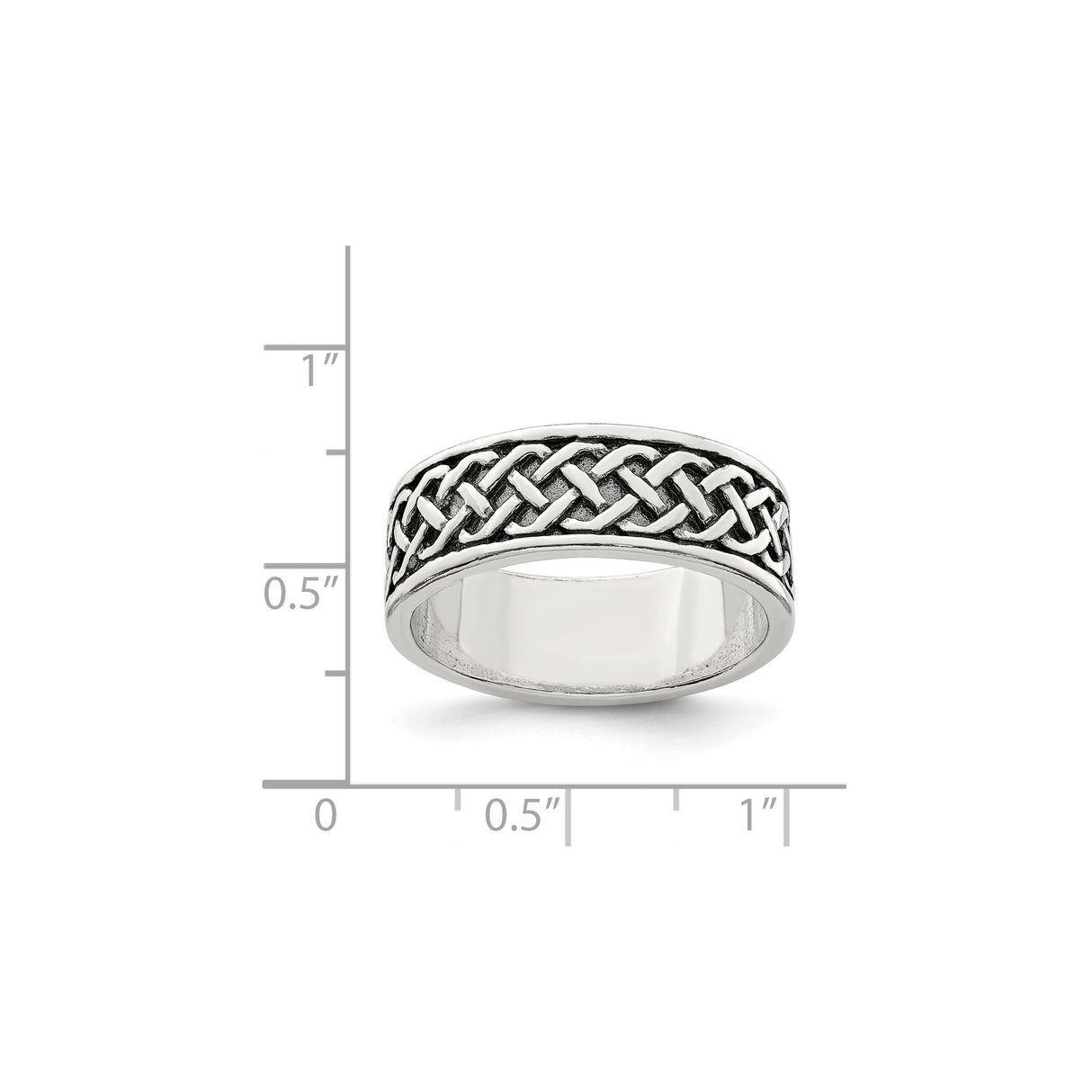 Sterling Silver wedding band ring shown for scale