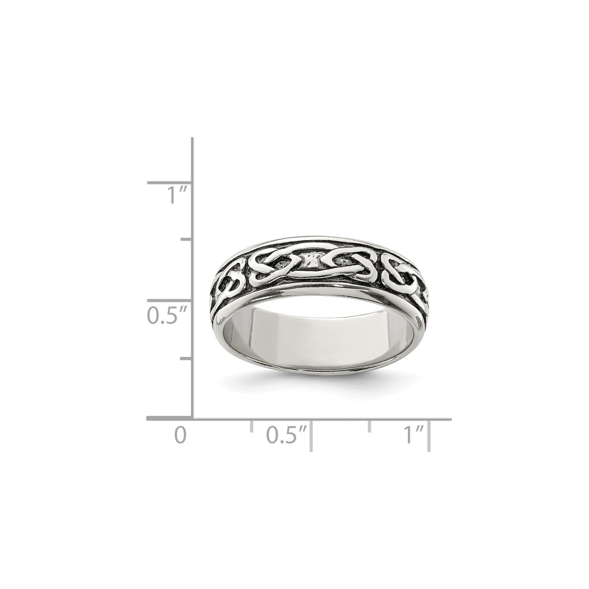 Sterling Silver wedding band ring shown for scale