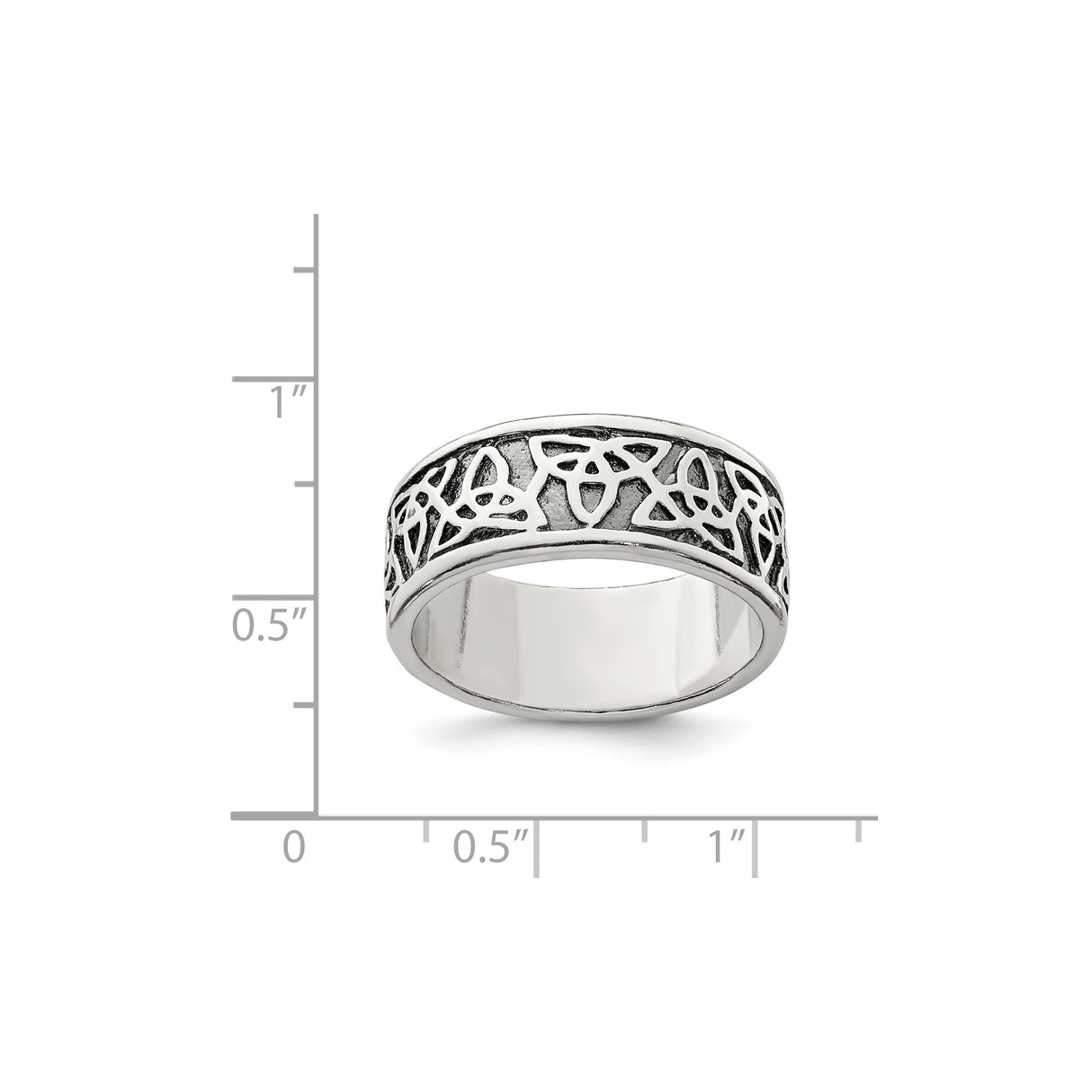 Sterling Silver wedding band ring shown for scale