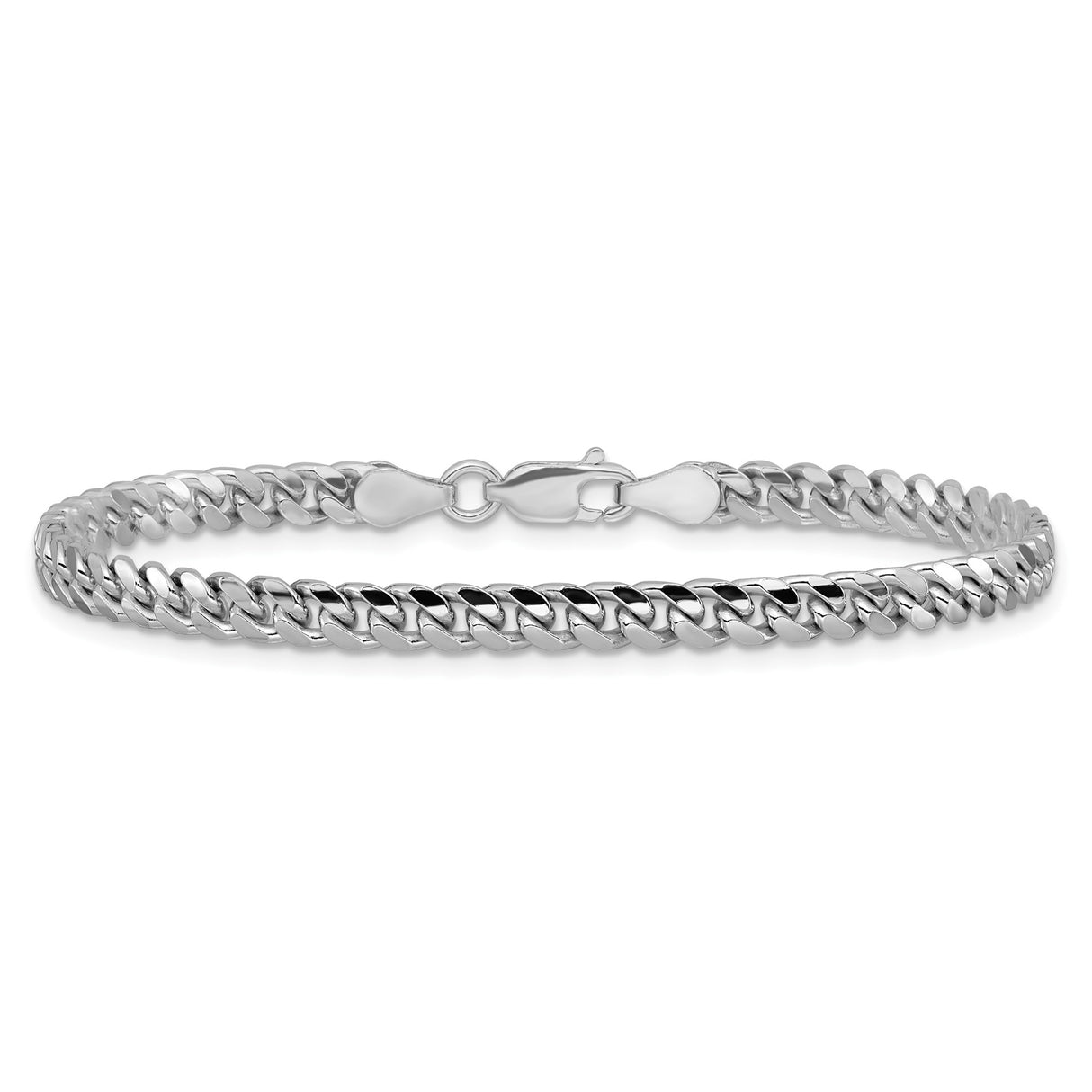 925 White Gold 4 mm Curb Chain Bracelet, Polished alternate angle