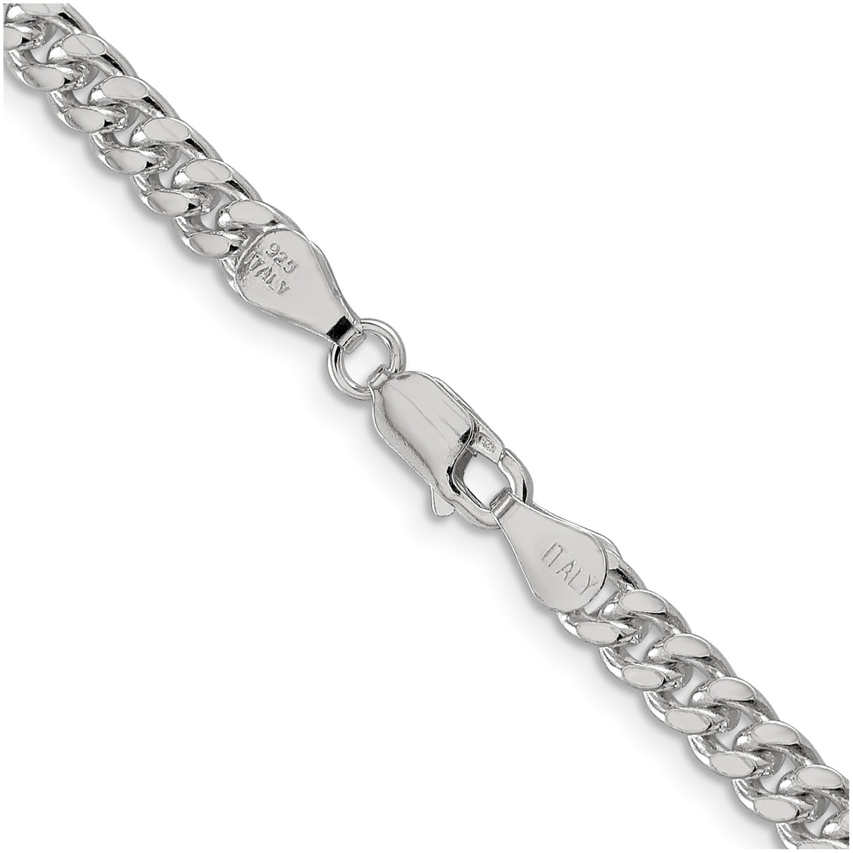 925 White Gold 5 mm Curb Chain Necklace, Polished alternate angle