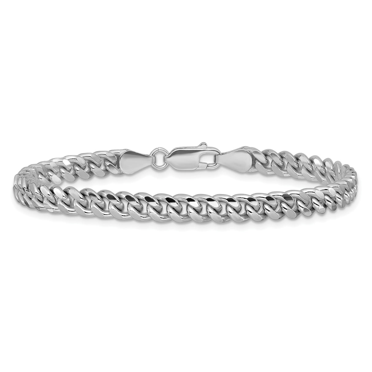 925 White Gold 5 mm Curb Chain Bracelet, Polished alternate angle