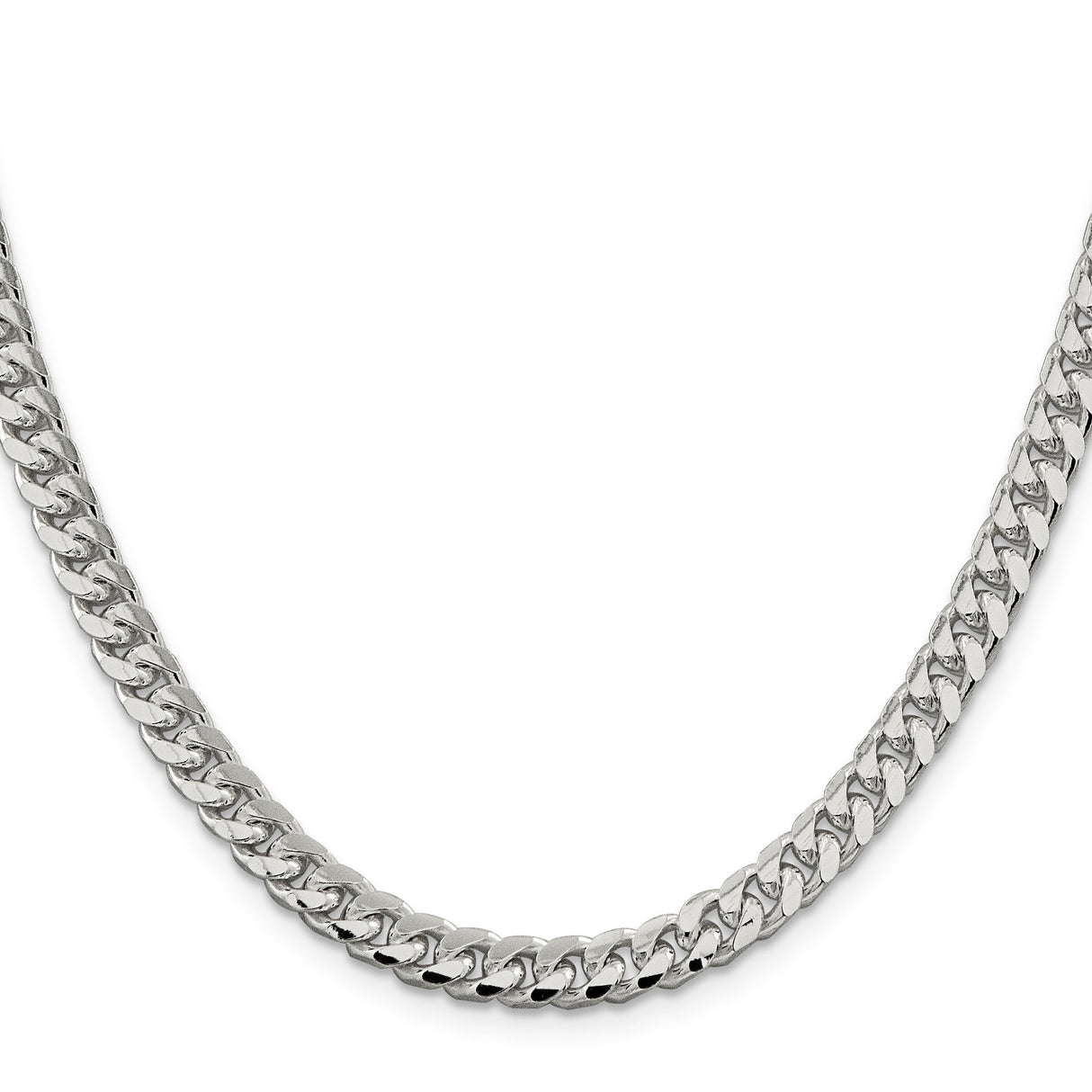 925 White Gold 6 mm Curb Chain Necklace, Polished