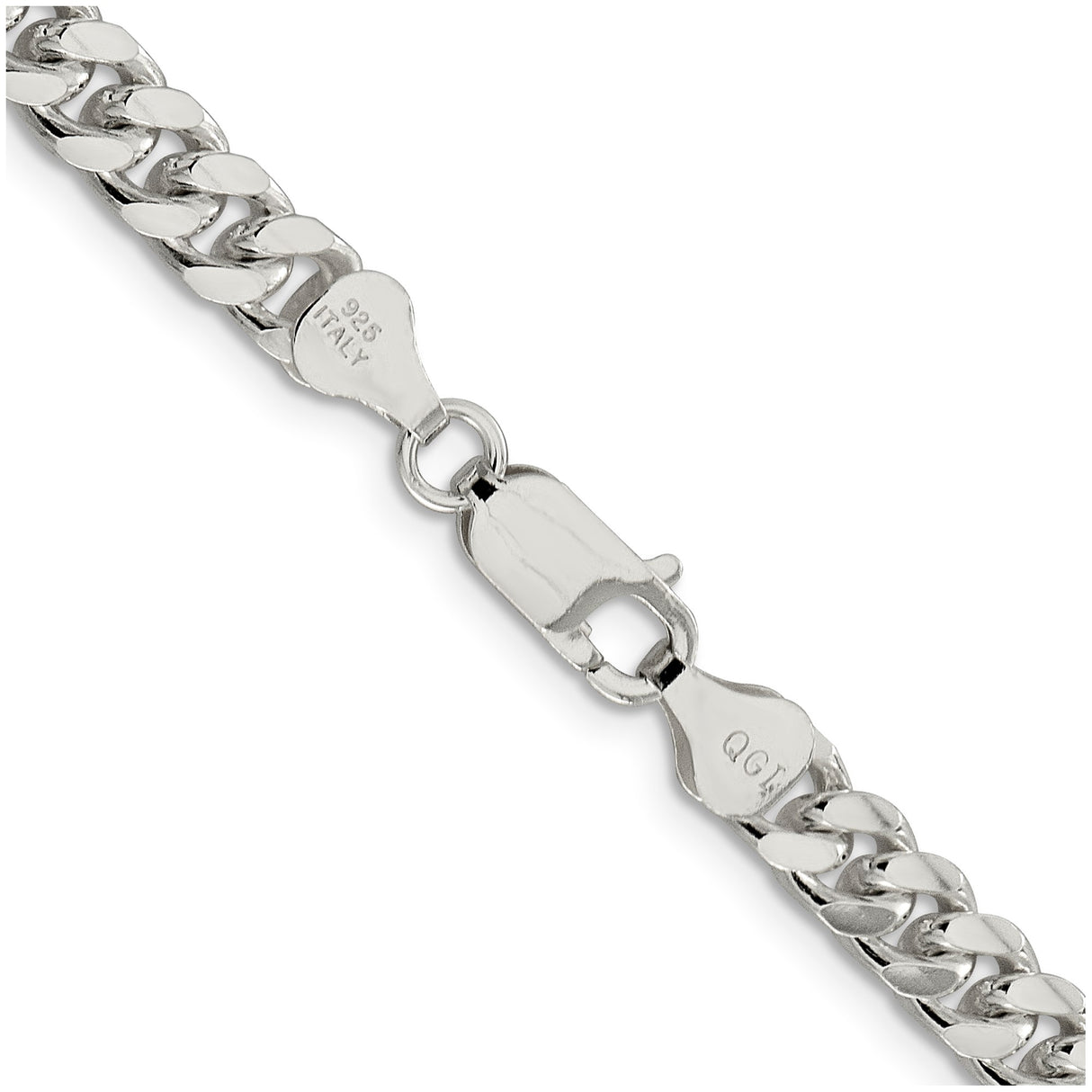 925 White Gold 6 mm Curb Chain Necklace, Polished alternate angle