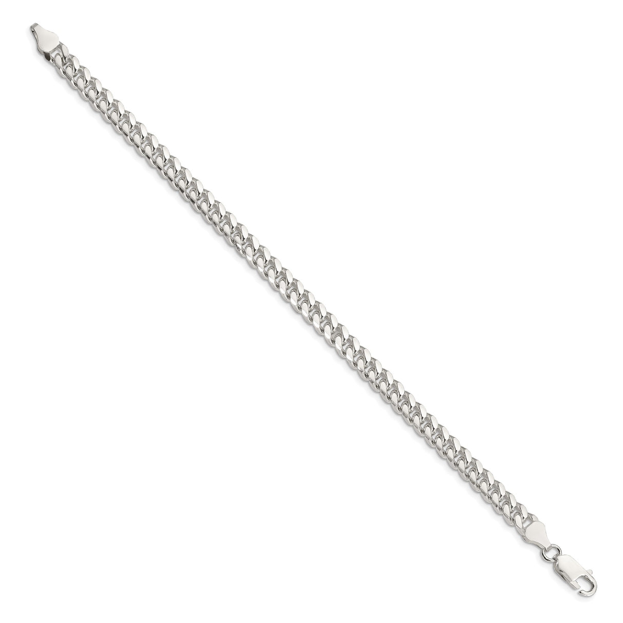 925 White Gold 6 mm Curb Chain Anklet, Polished