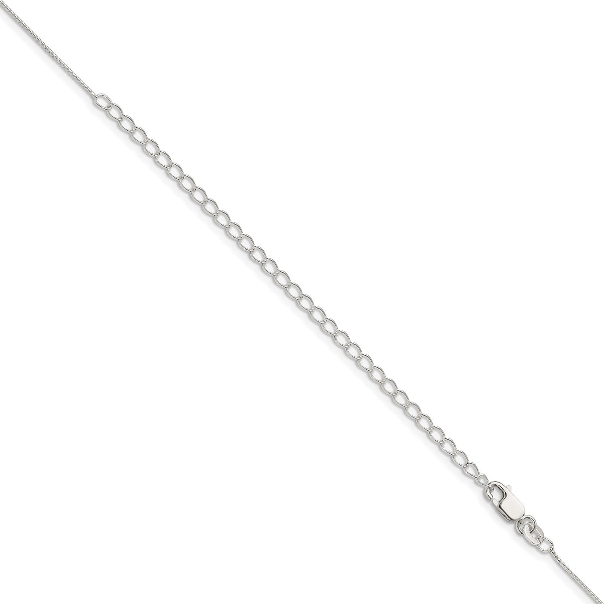 925 White Gold 0.95 mm Franco Chain Necklace, Polished detail view