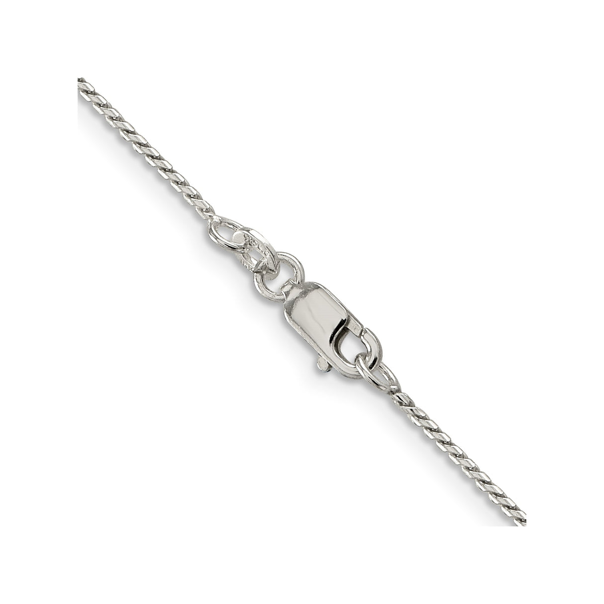 925 White Gold 1 mm Franco Chain Necklace, Polished alternate angle