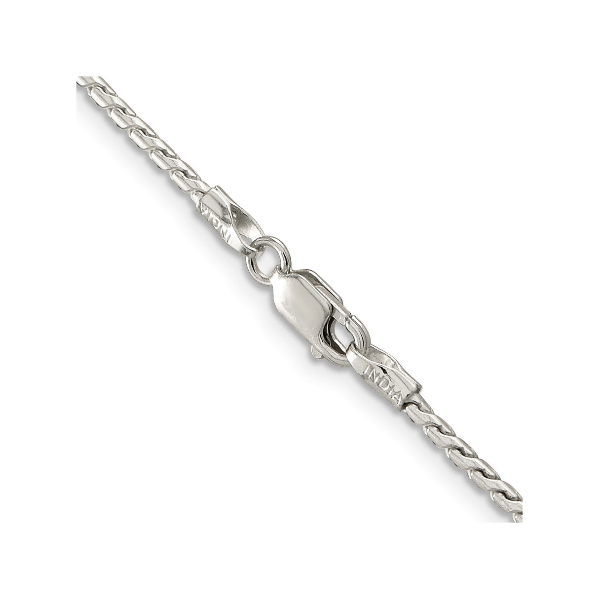925 White Gold 1.75 mm Franco Chain Necklace, Polished alternate angle