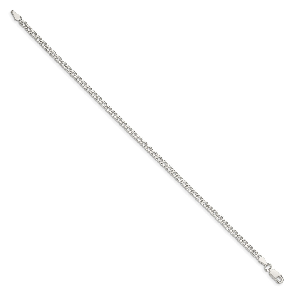 925 White Gold 3.3 mm Polished Chain Bracelet, Solid