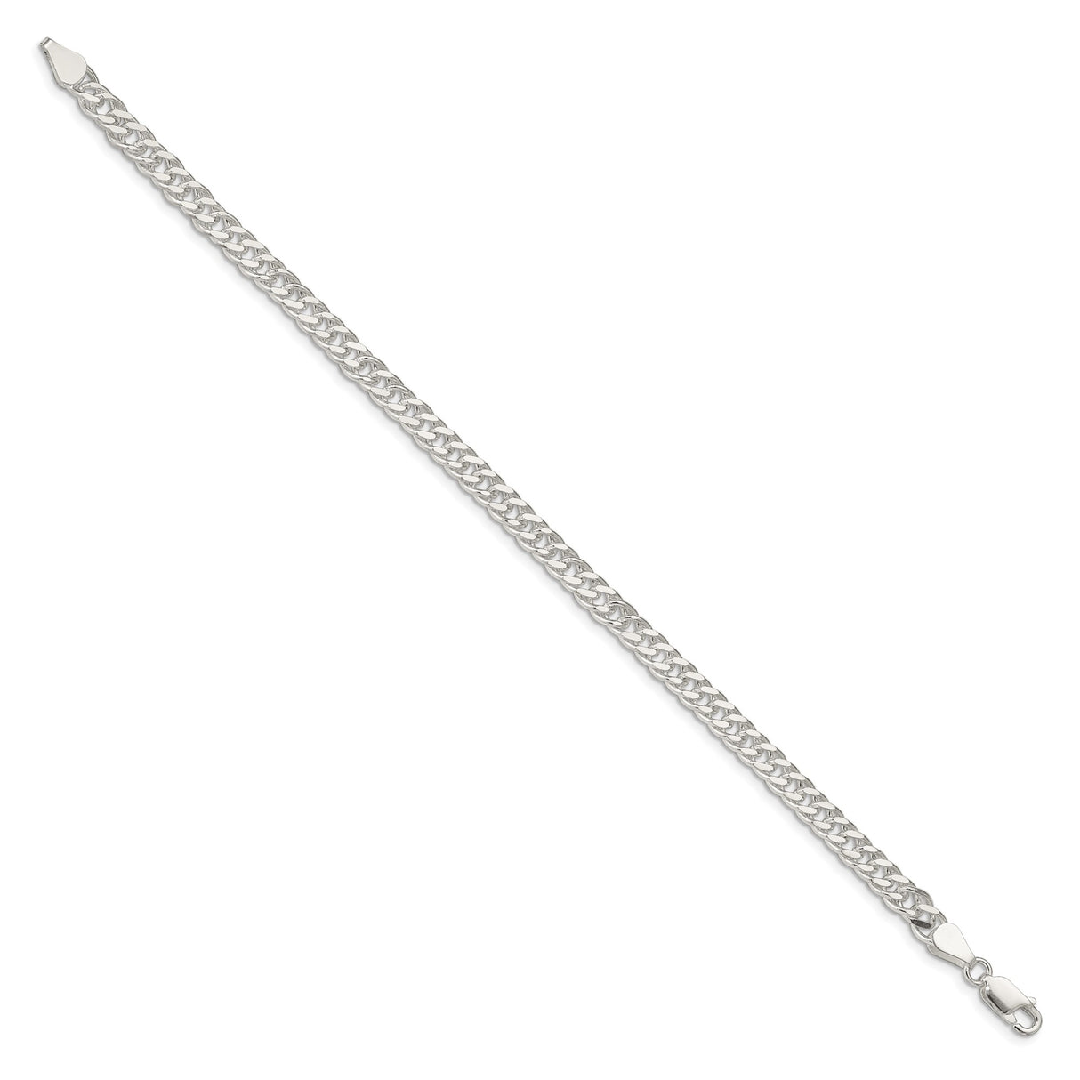 925 White Gold 5.5 mm Polished Chain Bracelet, Solid