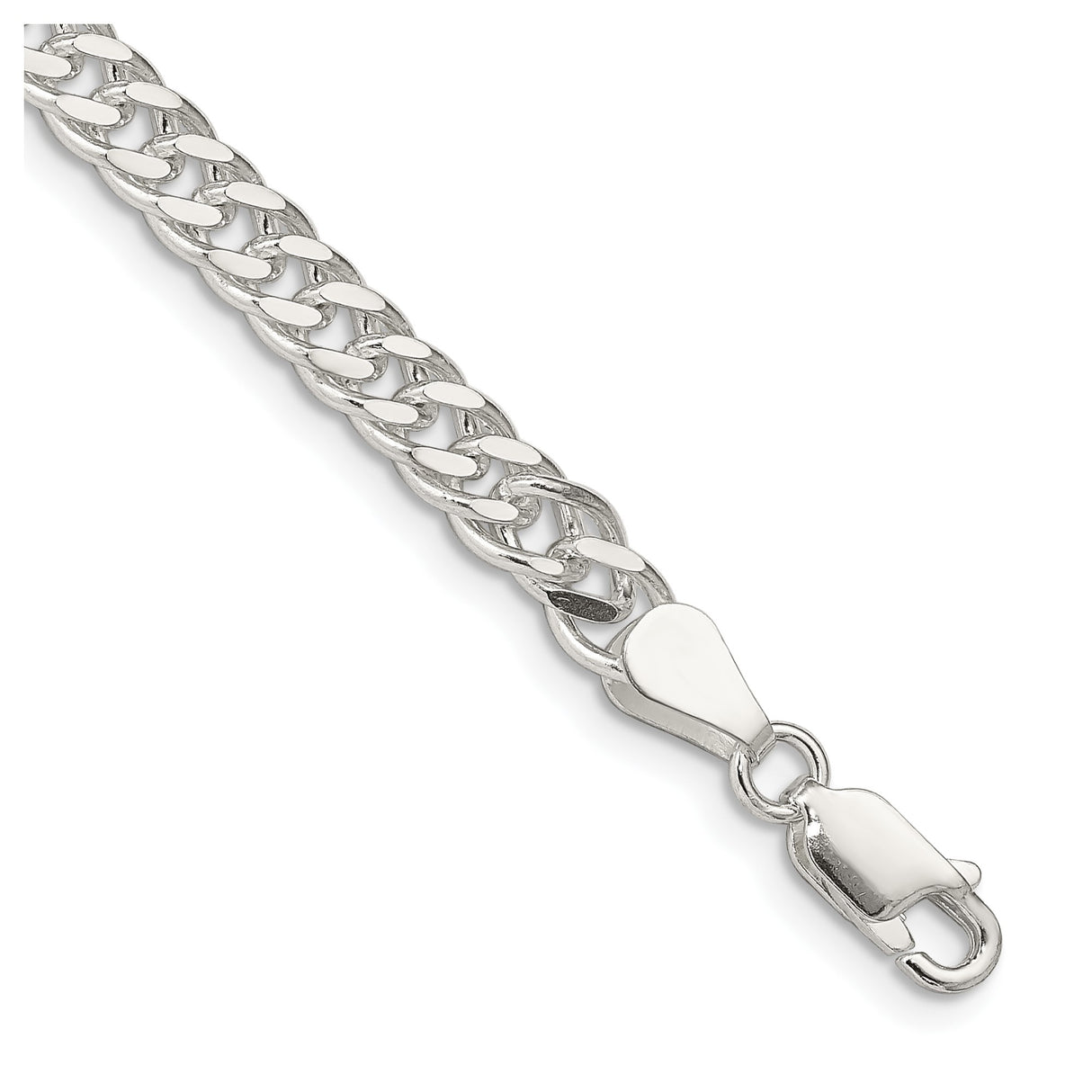 925 White Gold 5.5 mm Polished Chain Bracelet, Solid shown for scale