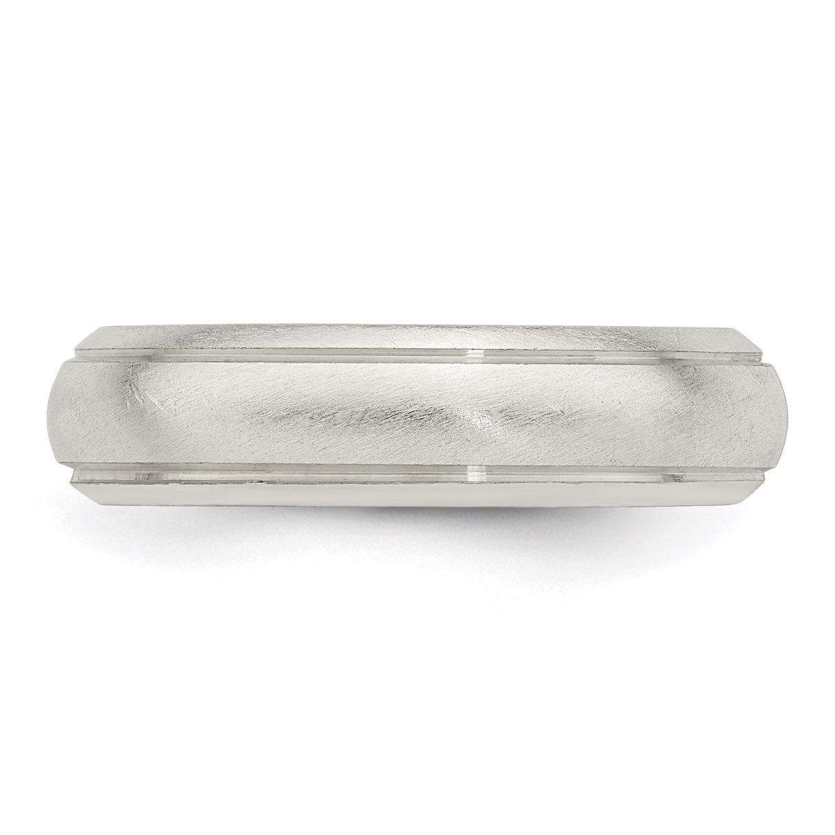 Sterling Silver Satin, Domed wedding band ring detail view