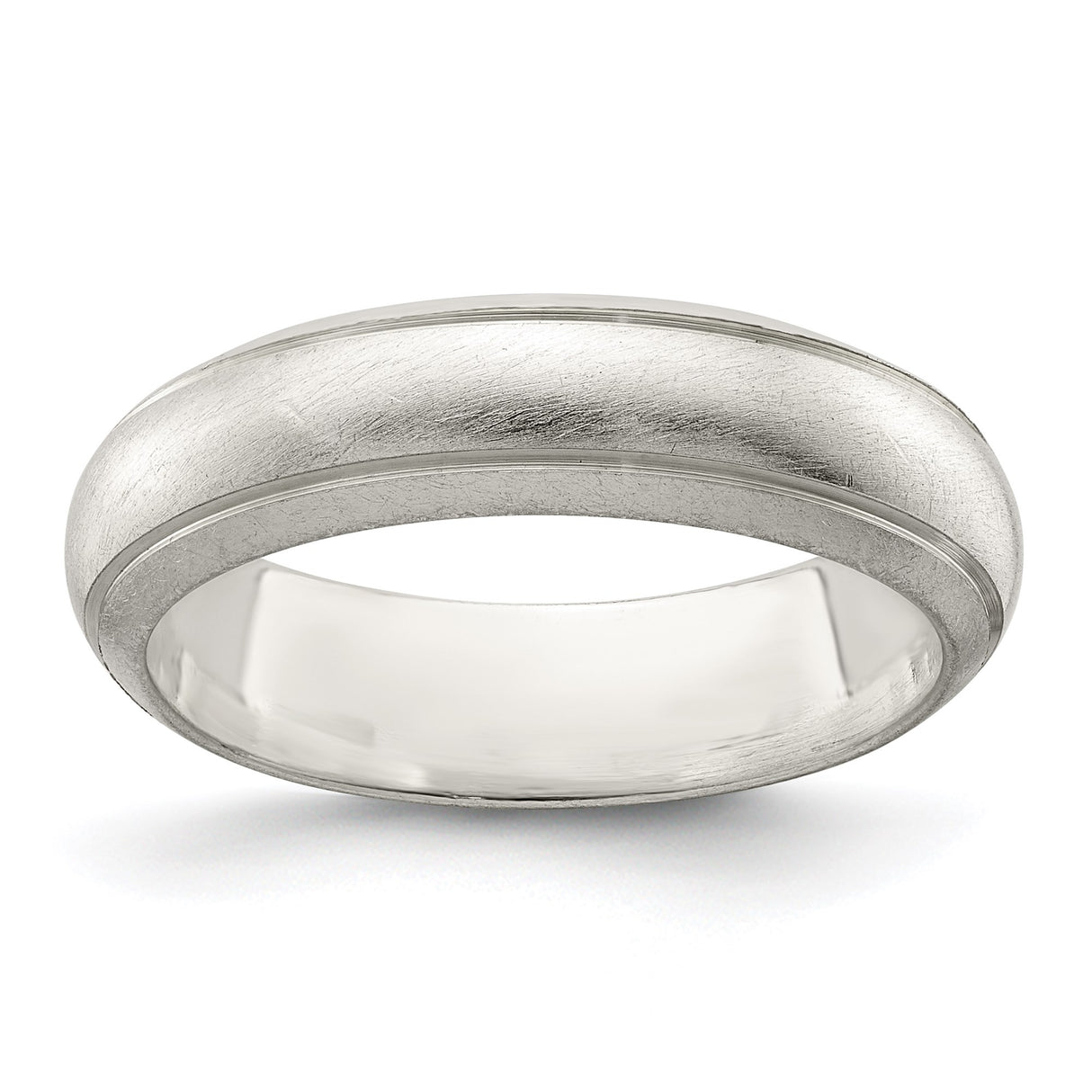 Sterling Silver Satin, Domed wedding band ring