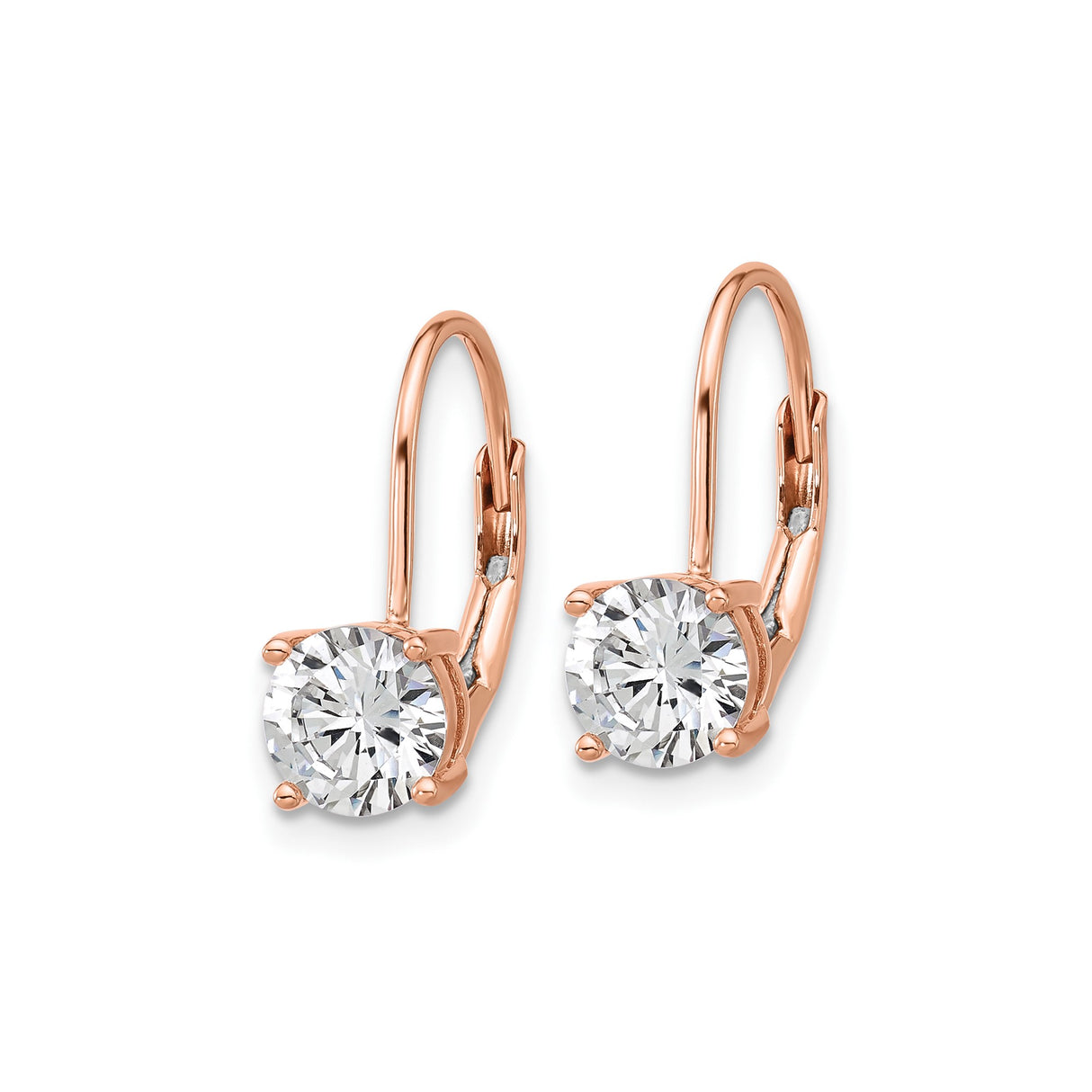 Sterling Silver Drop Earrings with Cubic Zirconia, Rose Gold Plated, Leverback Design