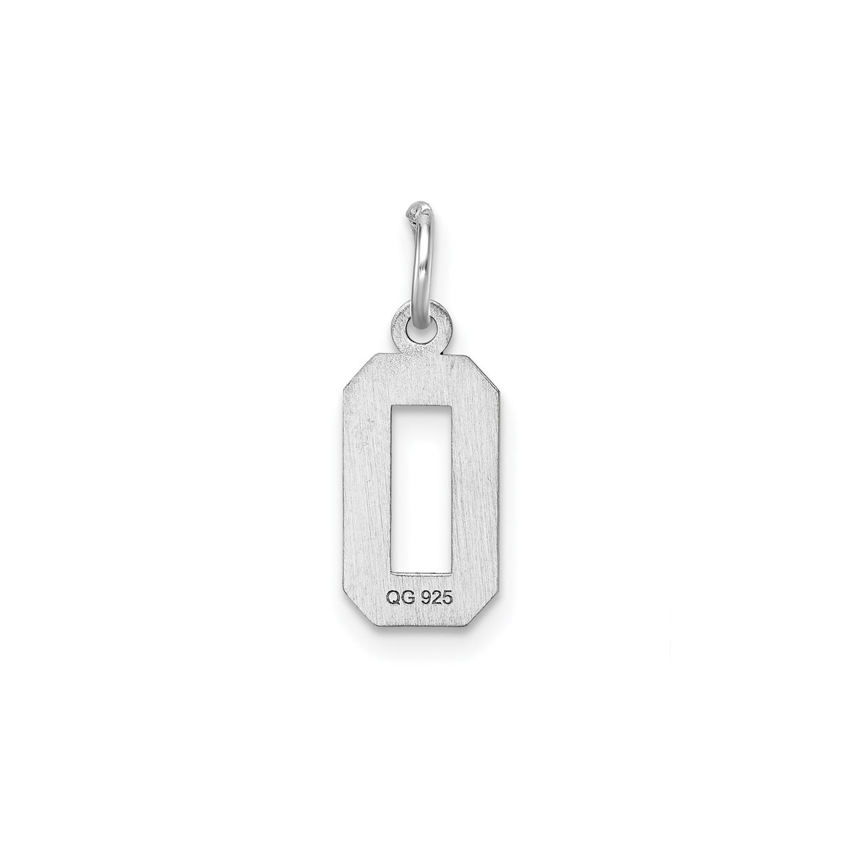 Sterling Silver Number 0 Pendant Charm with Beveled Octagonal Design