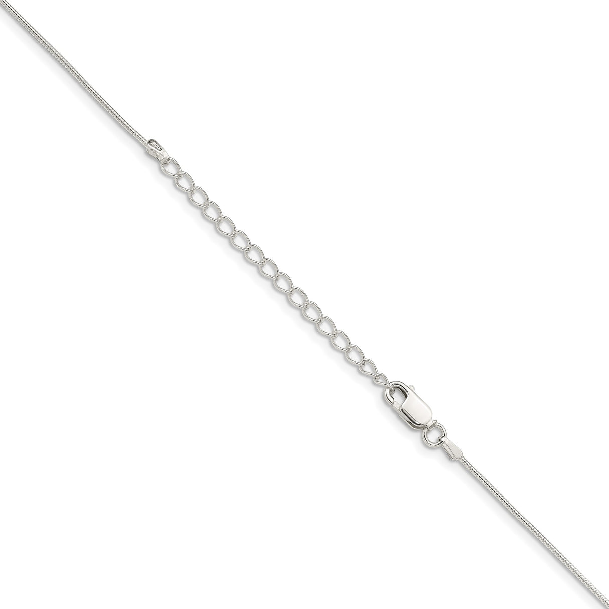 925 White Gold 0.8 mm Polished Chain Necklace, Solid detail view