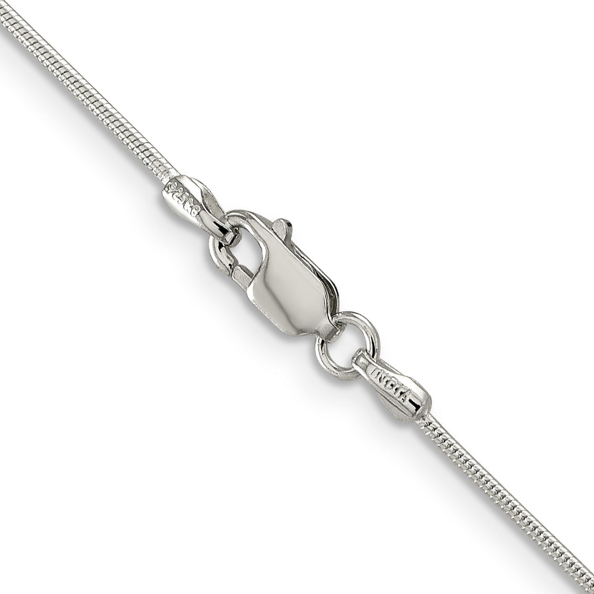 925 White Gold 1 mm Polished Chain Necklace, Solid alternate angle