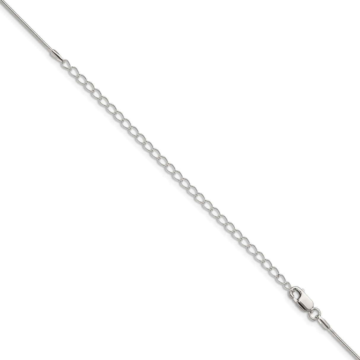925 White Gold 1 mm Polished Chain Necklace, Solid detail view