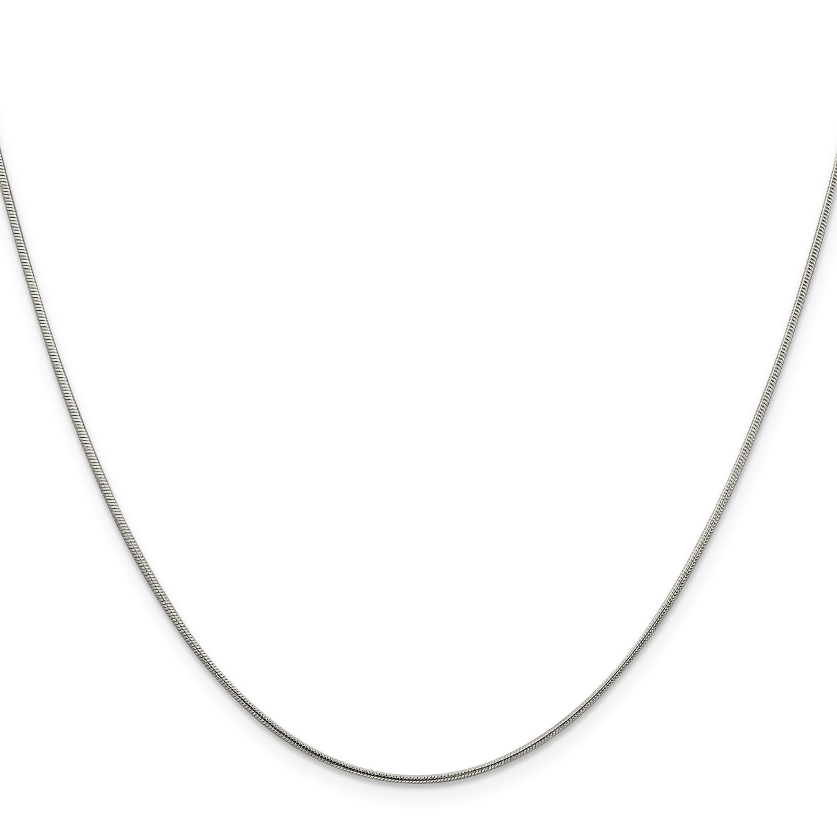 925 White Gold 1 mm Polished Chain Necklace, Solid