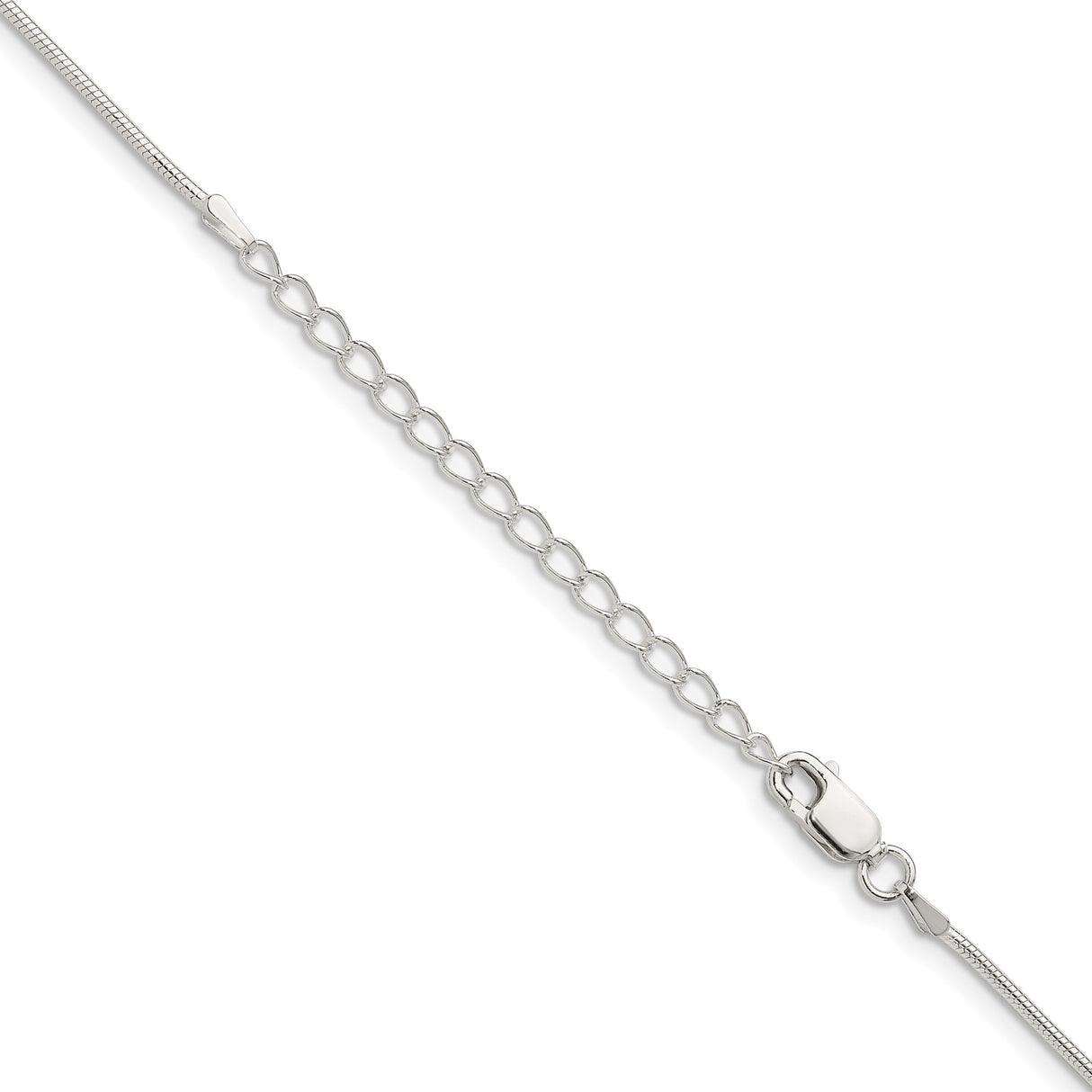 925 White Gold 1.2 mm Polished Chain Necklace, Solid detail view