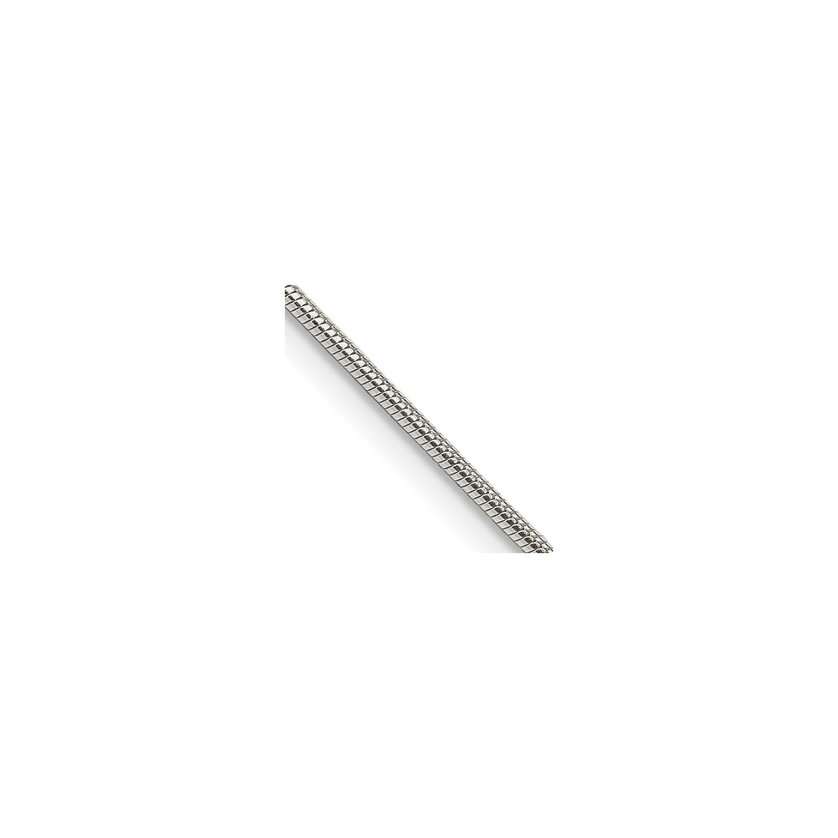 925 White Gold 1.2 mm Polished Chain Necklace, Solid detail view