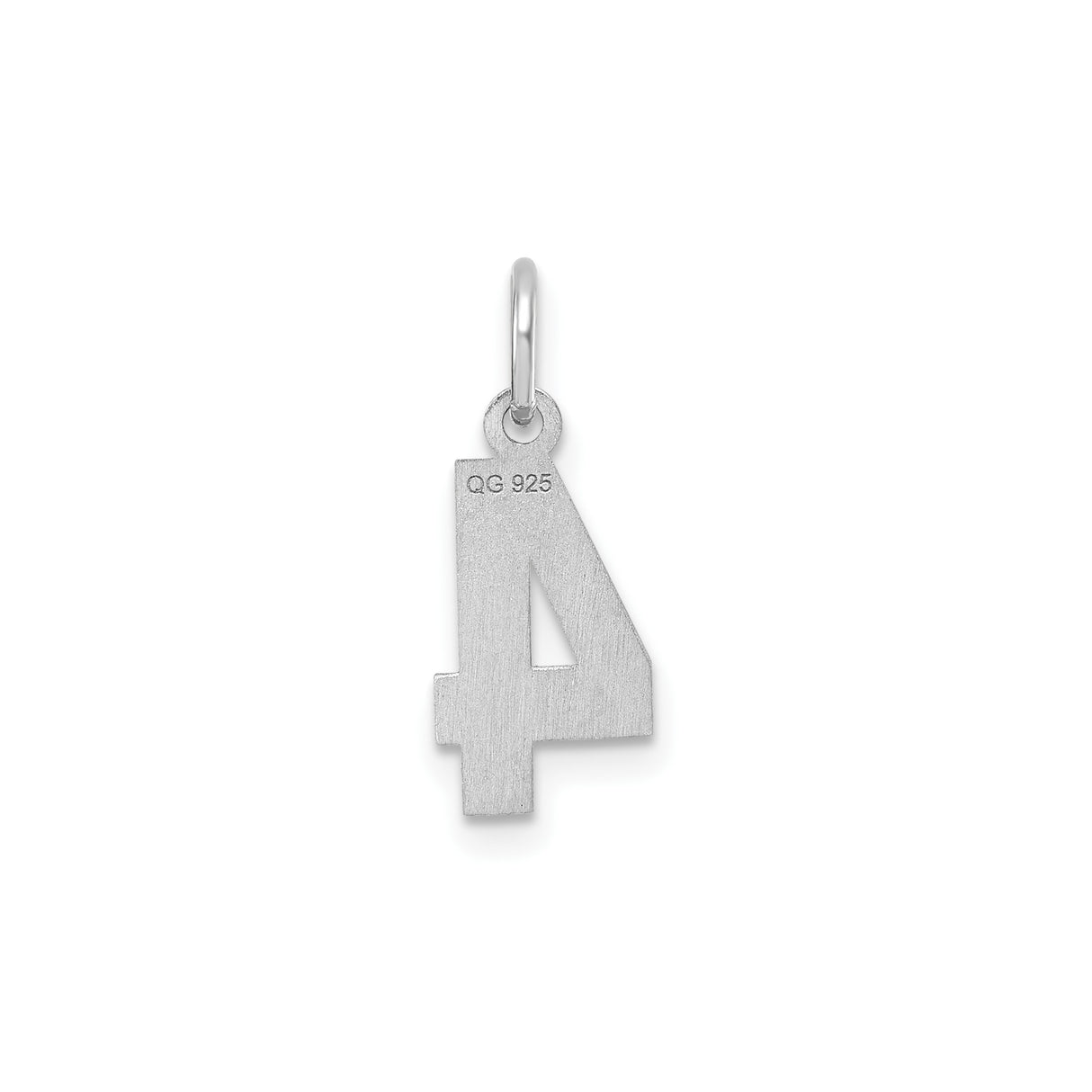Sterling Silver Number 4 Pendant, Polished and Textured Numeric Charm for Necklace or Bracelet