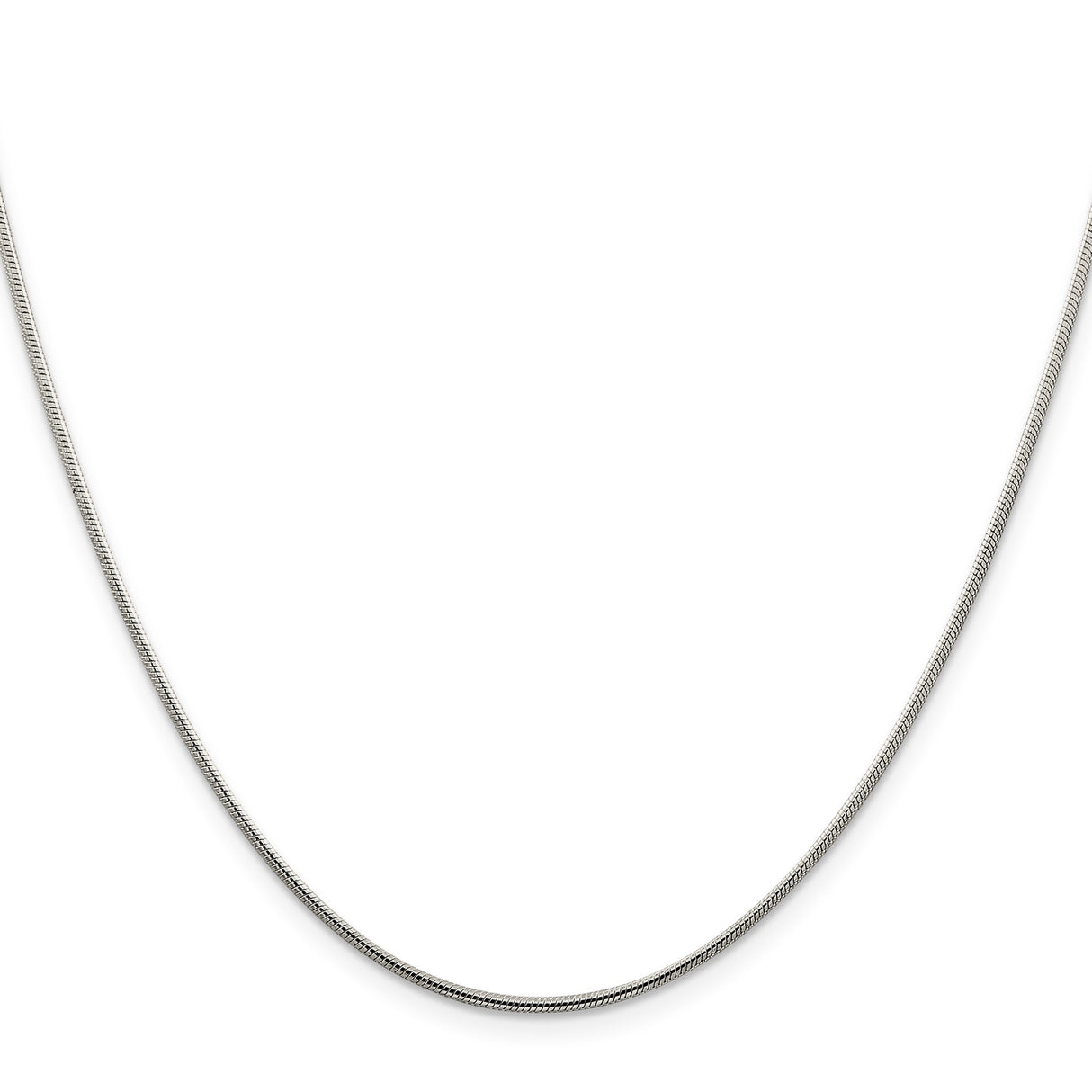 925 White Gold 1.25 mm Polished Chain Necklace, Solid