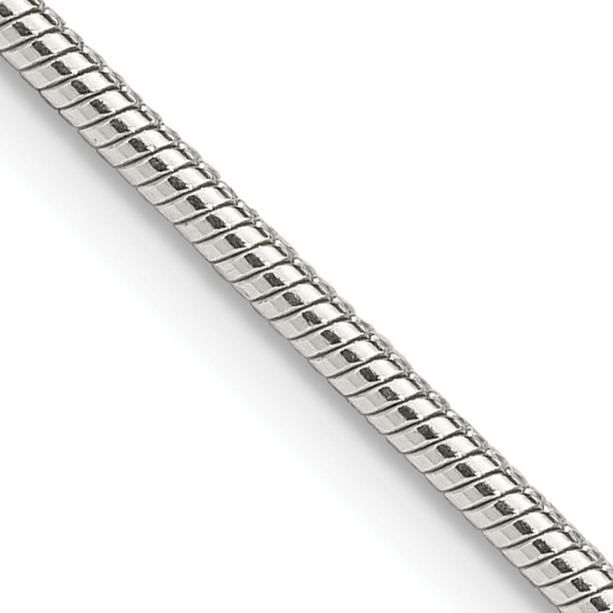 925 White Gold 1.75 mm Polished Chain Necklace, Solid detail view
