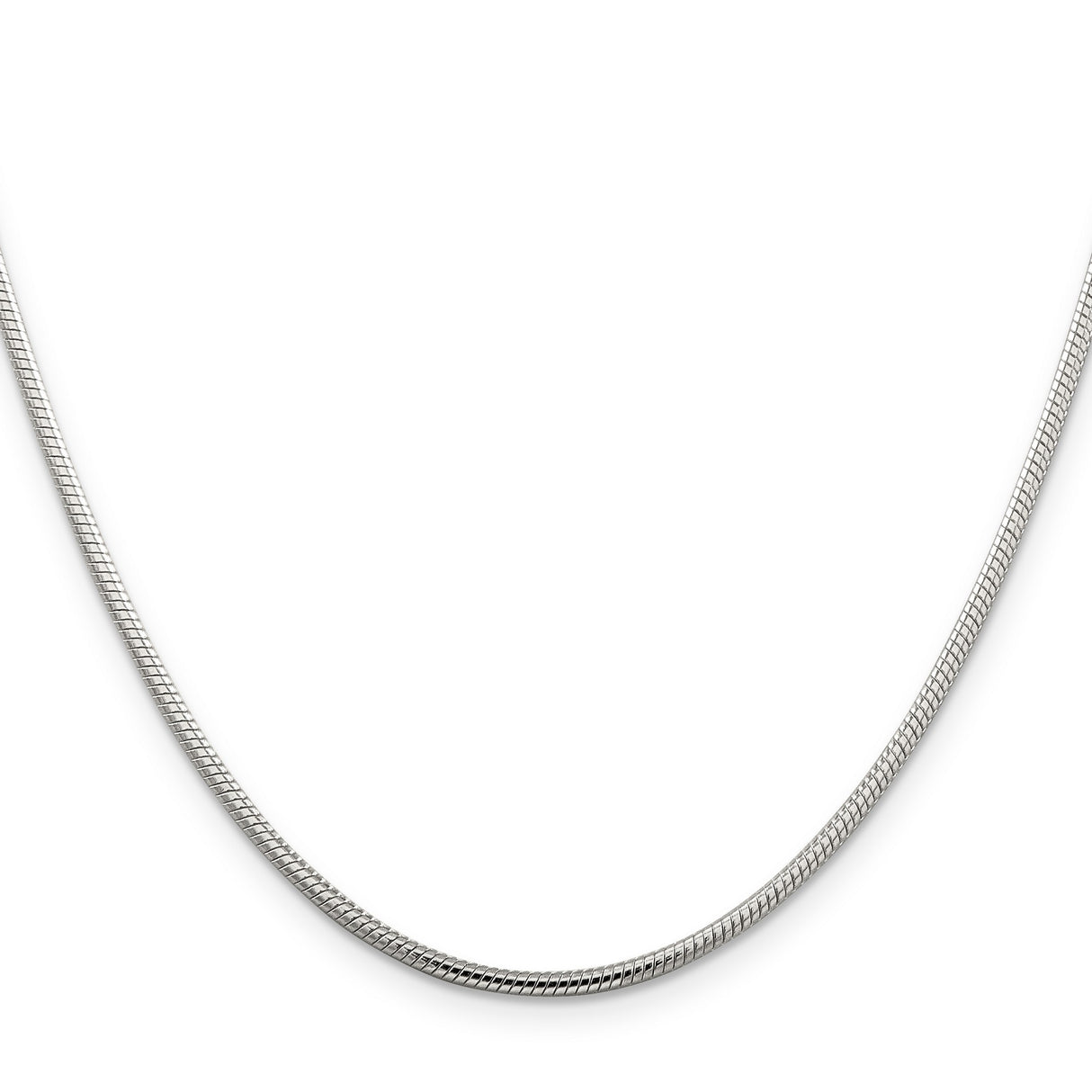 925 White Gold 2 mm Polished Chain Necklace, Solid