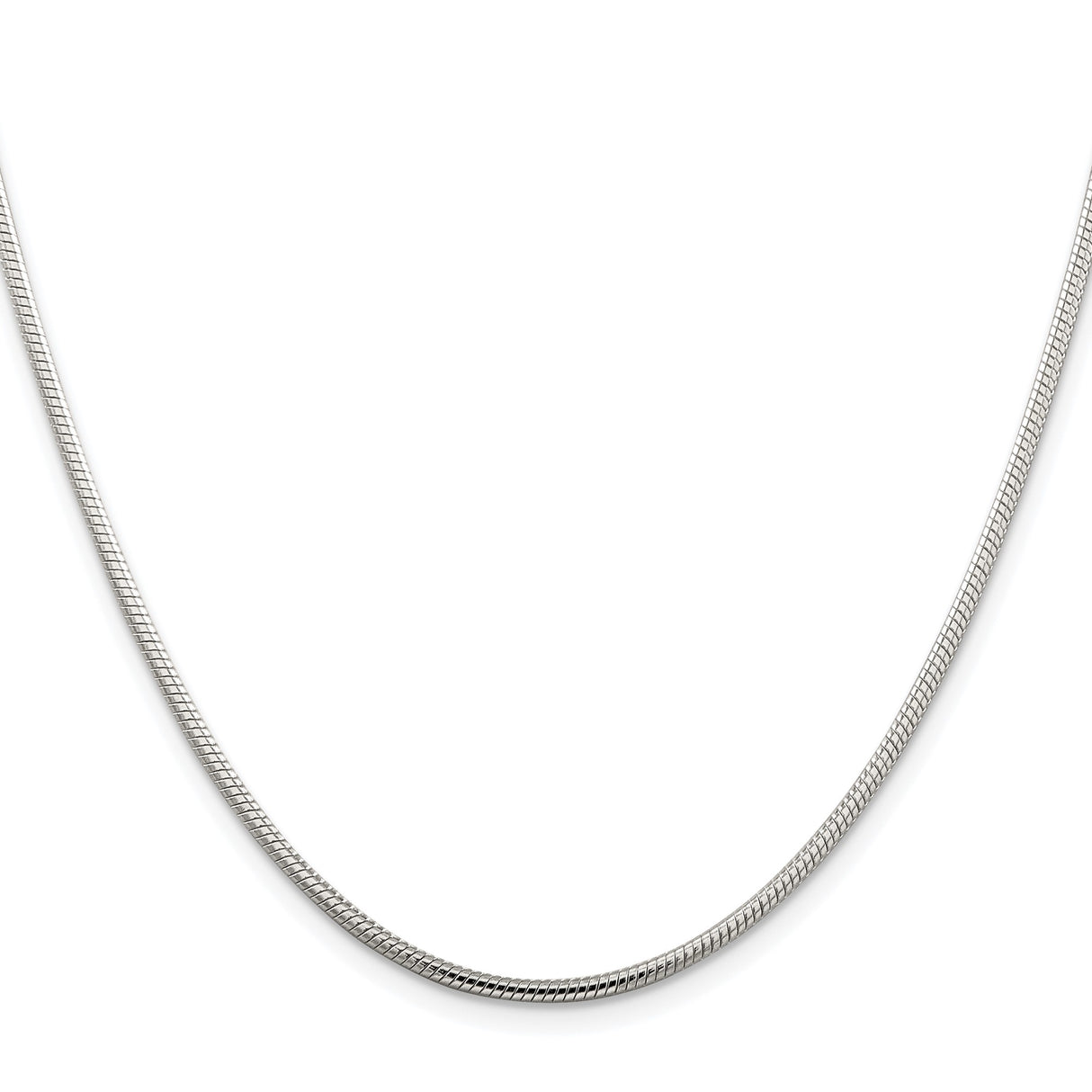 925 White Gold 2 mm Polished Chain Necklace