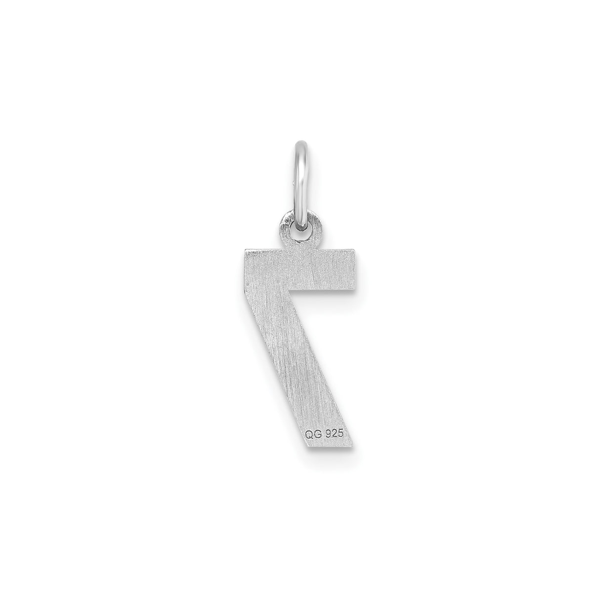 Small Diamond-cut #7 Charm Pendant in Real 925 Sterling Silver
